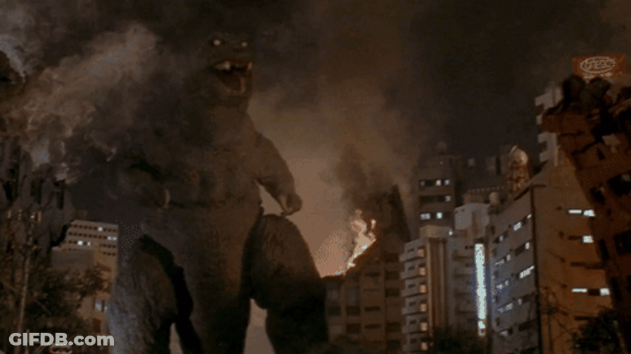Godzilla Stomping The City GIF