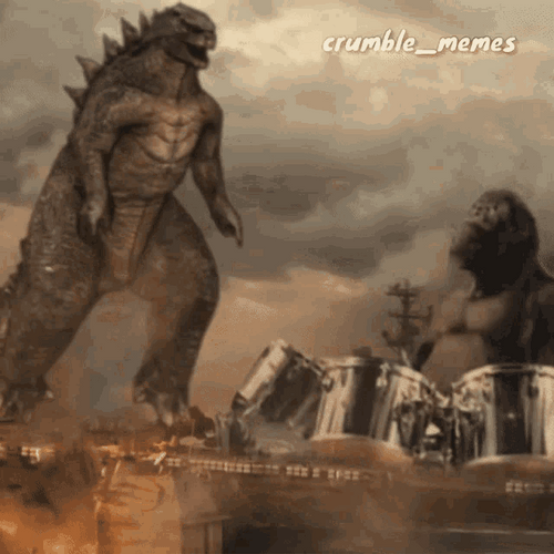 Godzilla Vs Kong Playing Drumming GIF