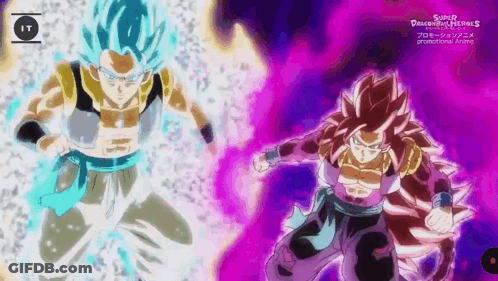 Gogeta And Super Saiyan 4 Gohan Fighting GIF