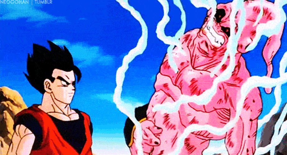 Gohan Punching Majin Buu GIF