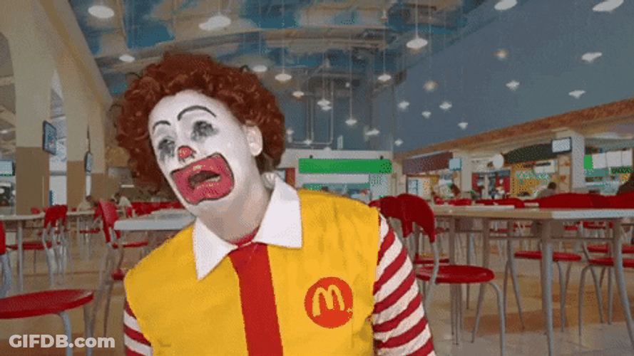 Going Crazy Crying Clown Mcdonalds GIF