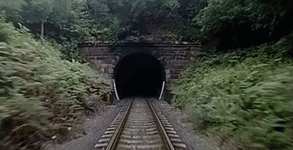 Going Fast In Dark Train Tunnel GIF