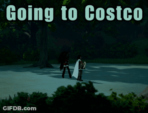 Going To Costco Is Written On A Poster With A Person In The Background GIF