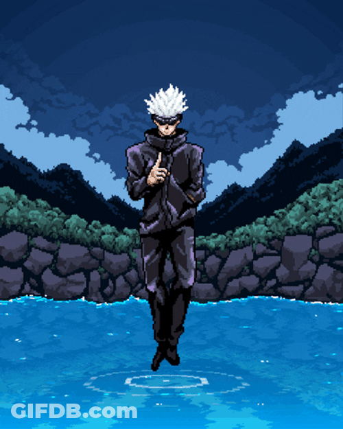 Gojo Domain Expansion Pixelated Art GIF