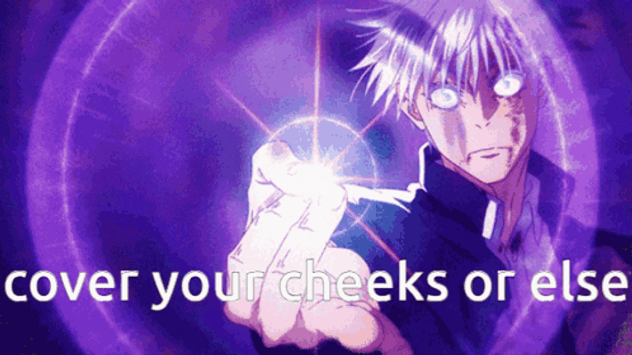 Gojo Purple Cover Cheeks Meme GIF