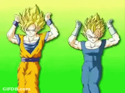 Goku And Vegeta Flexing Muscles GIF
