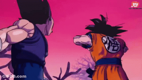 Goku And Vegeta From Dragon Ball Z Are Fighting Each Other In A Cartoon . GIF
