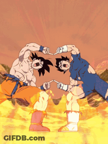 Goku And Vegeta Making Heart Shape GIF