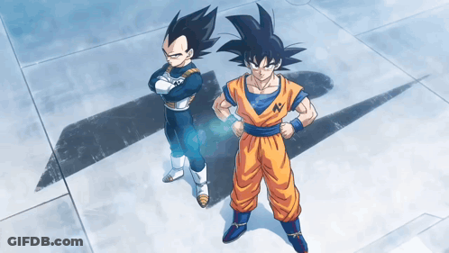 Goku And Vegeta Standing With Arms Crossed GIF