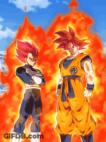 Goku And Vegeta With Red Hair GIF