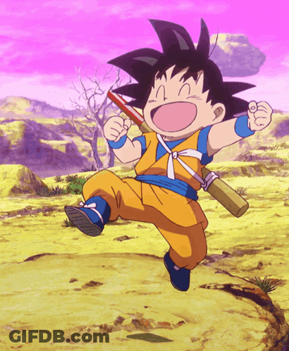 Goku Jumping In Air With Pink Sky GIF