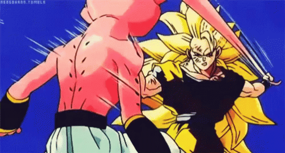 Goku Kicking Kid Buu Multiple TImes GIF
