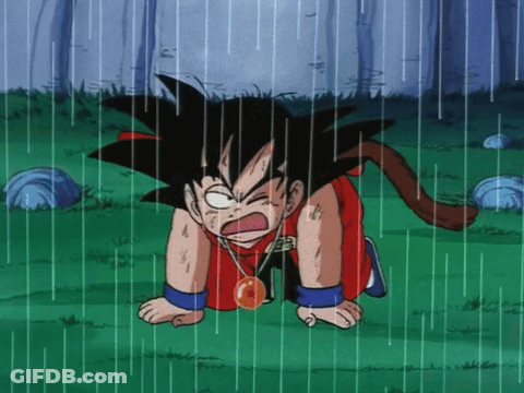 Goku Kneeling In Rain GIF