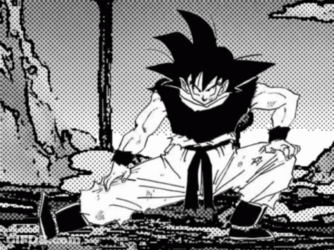 Goku Manga Stretching GIF