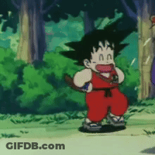 Goku Standing In Forest Holding Sword GIF