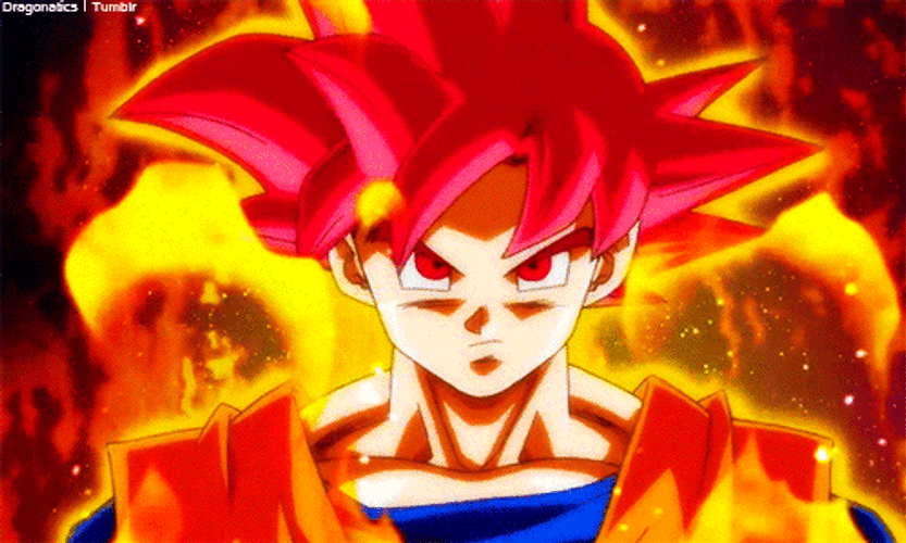 Goku Super Saiyan Fire Red Hair GIF