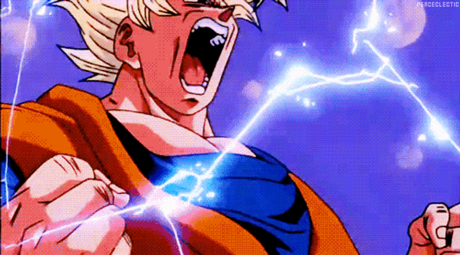 Goku Super Saiyan Powers Lightning GIF