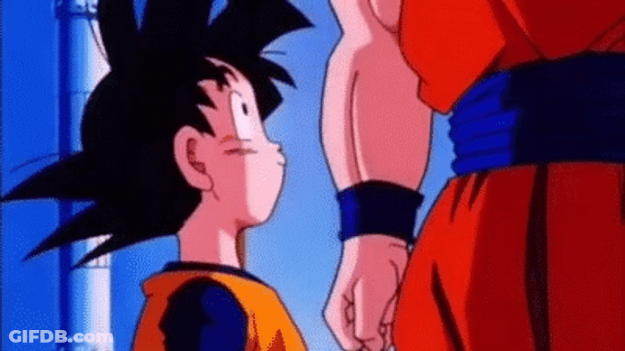 Goku Touching Head Of Goten GIF
