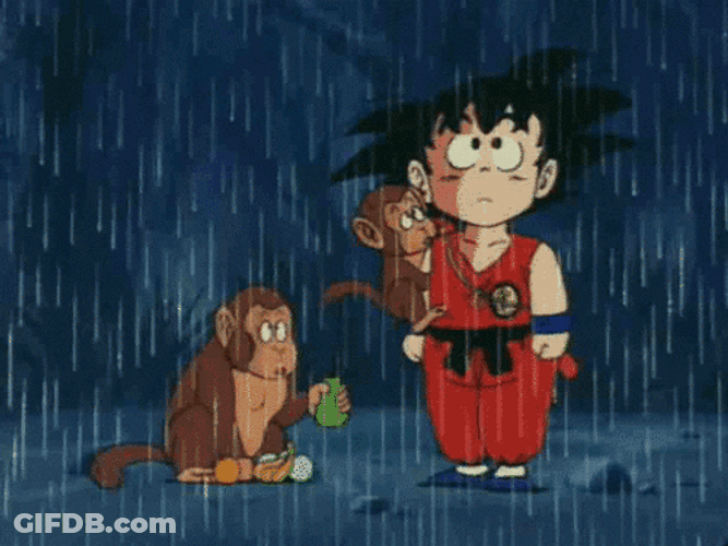 Goku Two Monkeys In The Rain GIF