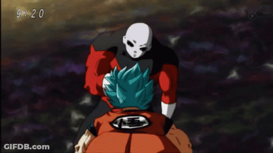 Goku Vs Jiren Red Beam Through Goku GIF