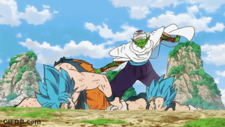 Goku Vs Vegeta Fainted With Piccolo GIF
