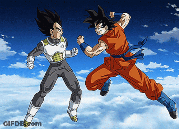 Goku Vs Vegeta Punching In Sky GIF