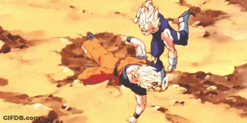 Goku Vs Vegeta Tripped GIF
