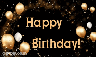 Gold And White Balloons Happy Birthday GIF