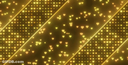Gold Background With Hearts And Diagonal Lines GIF