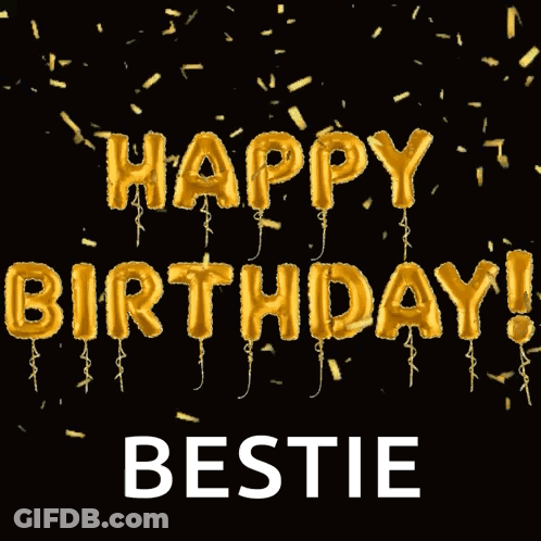 Gold Balloons Saying Happy Birthday GIF