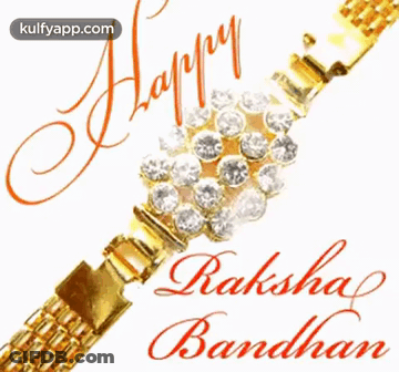 Gold Bracelet Saying Happy Raksha Bandhan GIF