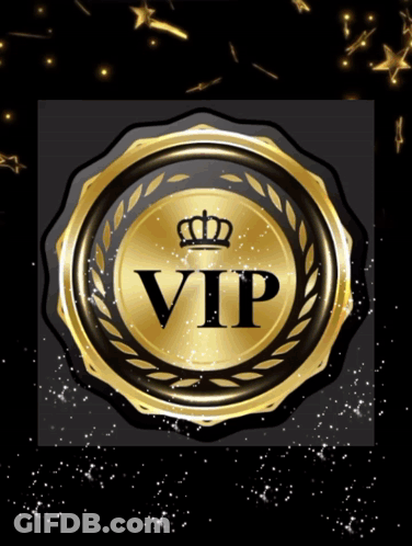 Gold Circle With Crown And VIP GIF