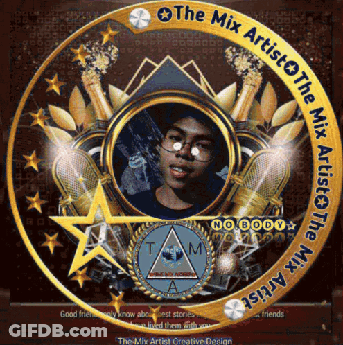Gold Circle With Man Saying The Mix Artist GIF