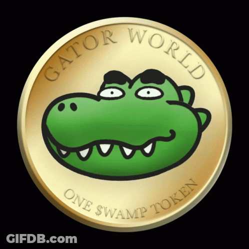 Gold Coin With Green Alligator Gator World One Swamp Token GIF