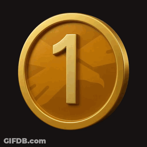Gold Coin With Number One GIF