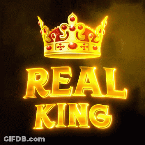 Gold Crown With Red Stones Above Real King GIF