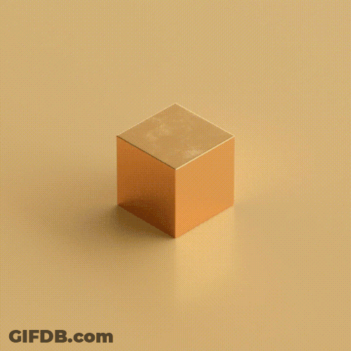 Gold Cubes Falling On Big Cube GIF
