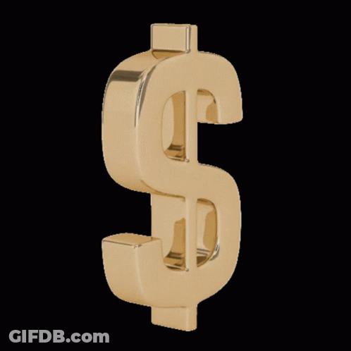 Gold Dollar Sign On A Black Background GIF