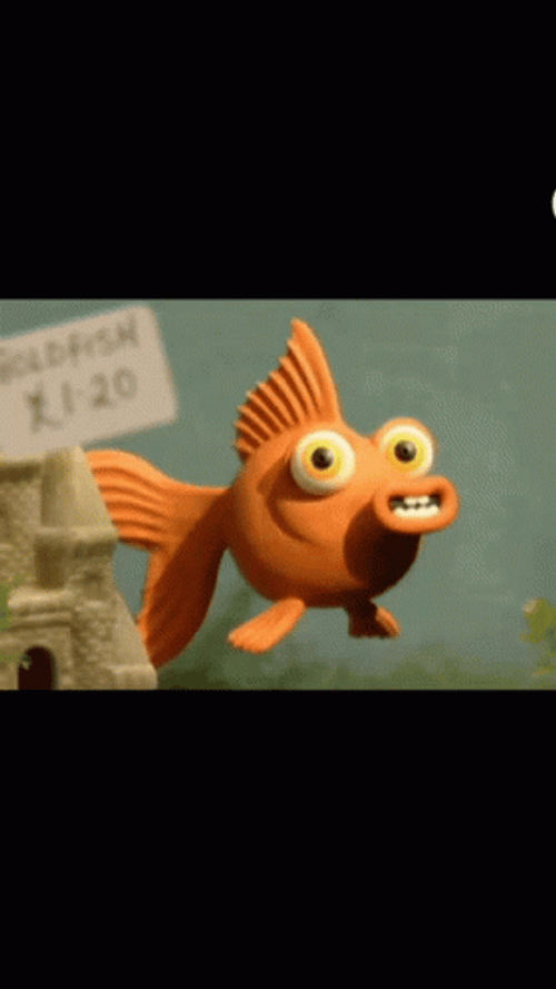 Gold Fish Swimming Wink Splash And Bubbles GIF