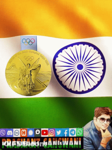 Gold Medal From 2002 Olympics Next To India Flag GIF