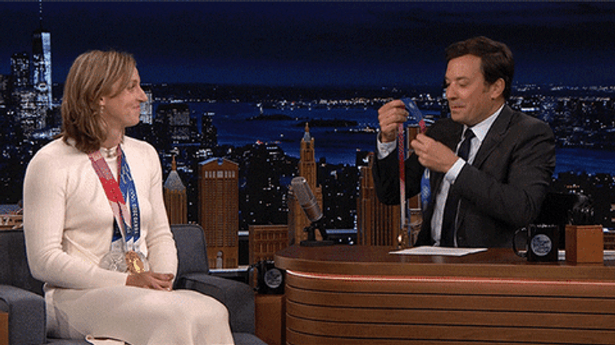 Gold Medal Katie Ledecky And Jimmy Fallon GIF