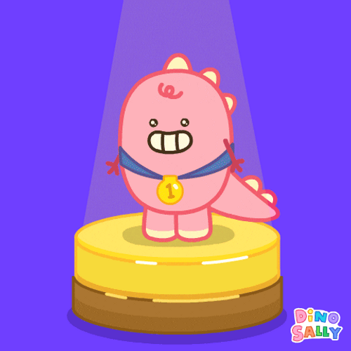 Gold Medal Pink Dinosaur GIF
