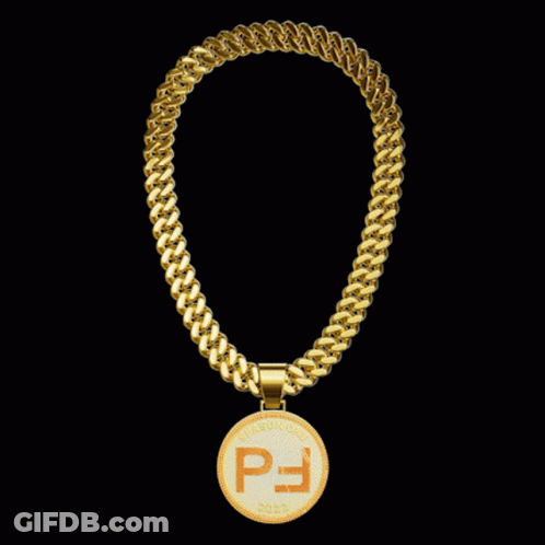 Gold Necklace With PJ Pendant GIF
