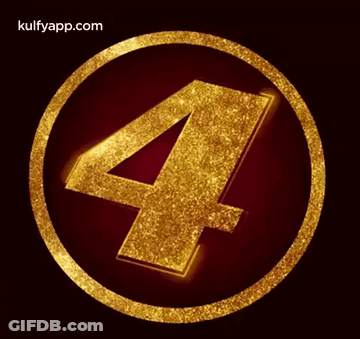Gold Number Four In Circle On Dark Background GIF