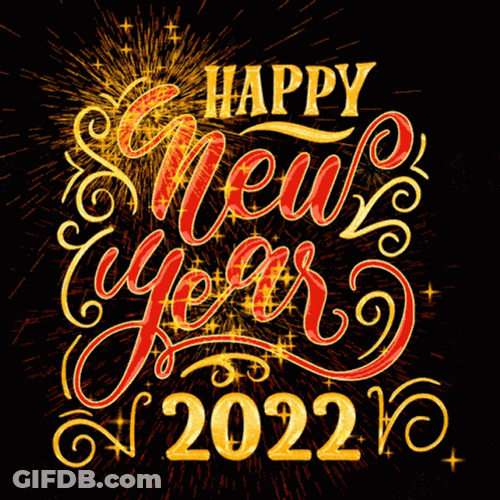 Gold & Red Happy New Year 2022 GIF