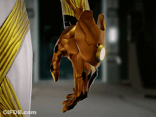 Gold Robotic Arm With Light GIF