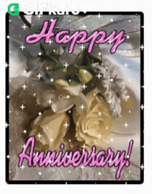 Gold Rose Glitter Happy Anniversary GIF