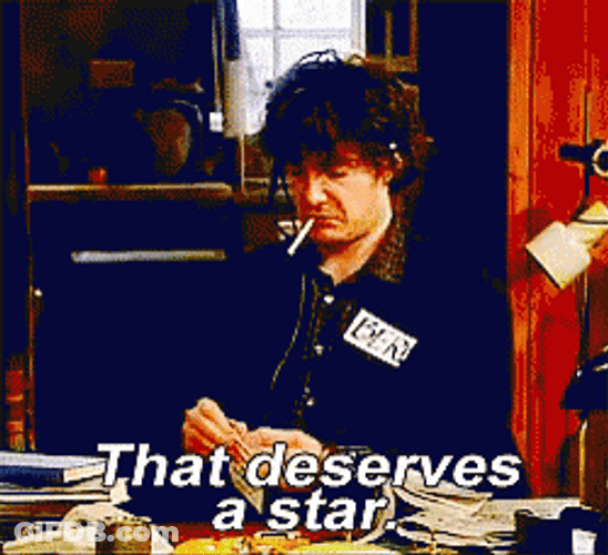 Gold Star Deserves Black Books GIF