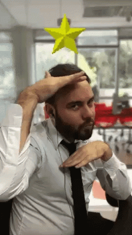 Gold Star Funny Face Man GIF