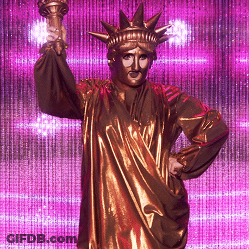 Gold Statue Of Liberty Holding Torch GIF